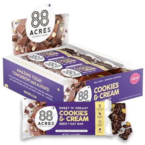 88 Acres Granola Bars | Gluten Free, Nut-Free Oat and Seed Snack Bar | Vegan & Non GMO (Cookies And Cream)