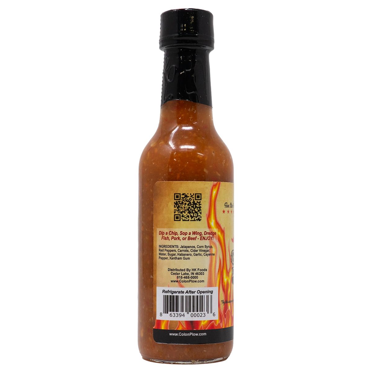 Goss Hot Sauce Colon Plow | Jalapenos, Corn Syrup, Reds Peppers, Vinegar, Garlic Paste -Red Hots Sauces - BBQ Sauce for Chip, Chicken Wings, Fish