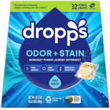Dropps Odor & Stain Laundry Detergent Pods, Crisp Breeze (32 Count) - Powerful Laundry Pods | Complete Clean Laundry Soap | Fights Odors & Stains |