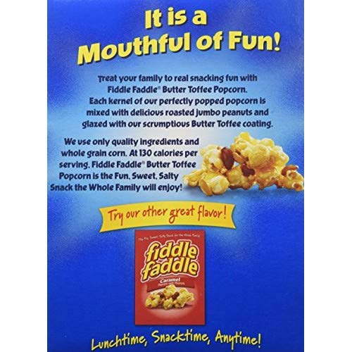 Fiddle Faddle Popcorn with Peanuts Three Box Bundle - 2 Butter Toffee and 1 Caramel 6 oz boxes