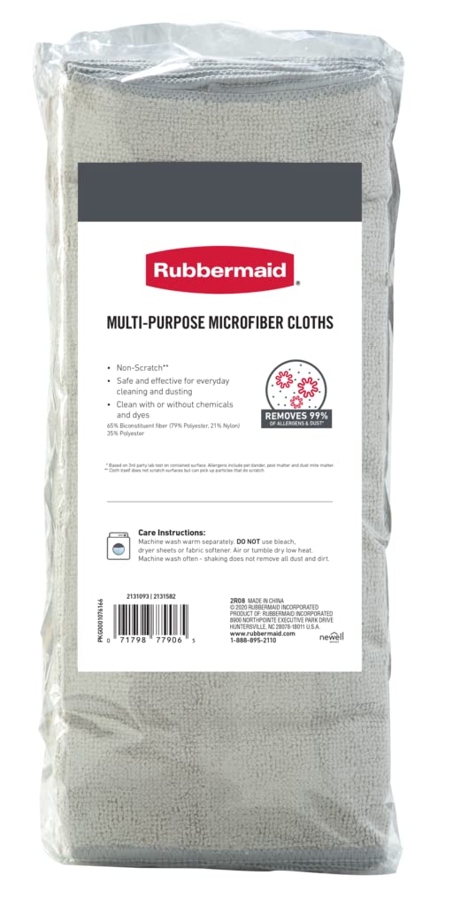 Rubbermaid Microfiber Cloth Towels 24 Pack 14"x14" Non-Scratch Reusable/Washable for Cleaning/Wiping/Polishing for Home/Kitchen/Car
