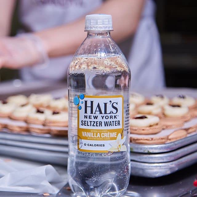 Hal's New York Seltzer Carbonated Vanilla Cream Flavored Sparkling Water, Zero Sugar, Zero Calorie, Zero Carbs, 20 Fl Oz (Pack of 6)