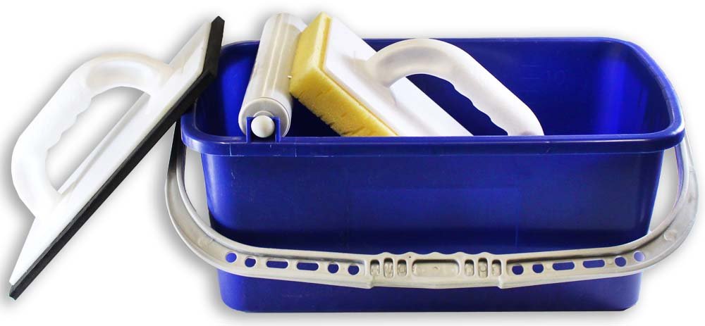 ToolUSA 8" Cleaning Rolling Bucket & Accessories (G-02045) | 3-Piece Set with Foam Wipe, Sponges & Durable Bucket | Ergonomic & Multi-functional