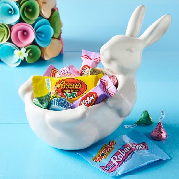 Broadway Basketeers Easter Basket Tower Premade Gift for adults, Kids, Boys, Girls - Includes Gourmet Chocolate, Candy, Easter Eggs a Great Easter