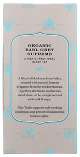 Harney & Sons Premium Tea, Organic Earl Grey Supreme Black Tea, Individually Wrapped Tea Bags, 20/box