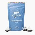 Two Leaves and a Bud Organic Earl Grey, 50 Naked Tea Sachets - Whole Leaf Black Tea in Unwrapped Pyramid Sachets, Resealable Bag, 50 Count (Pack of 1)
