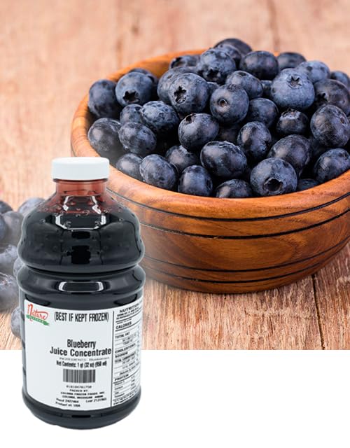 Nature Blessed 100% Pure Blueberry Fruit Juice Concentrate - 2 Quarts (2/32 fl oz bottles) Perfect for Wine, Home Brewing, Mead. Cider, Tea