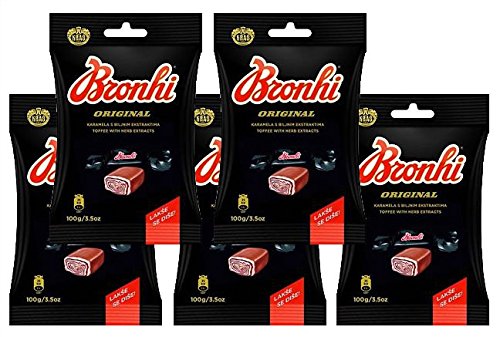 Kras Bronhi Toffee with Herb Extracts 100 gr (Bronhi lakse se dise), 17.6 oz, Pack of 5