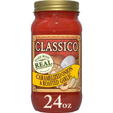 Classico Caramelized Onion & Roasted Garlic Pasta Sauce, Sweet Onion Tomato Sauce, Italian Marinara for Spaghetti, Lasagna & Chicken Parmesan, 24
