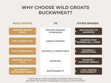 WILD GROATS Organic Raw Buckwheat - Grown in USA, Sproutable Seeds, 16 Oz. Gluten Free, Hulled, Vegan Complete Protein, Whole Grain, Non-GMO | For Sprouting, Flour, Cereal, Porridge, Cooking