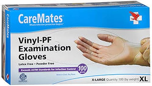 CareMates Vinyl Medical Exam Gloves, Latex Free Rubber, Powder Free, Extra Strong, 4 Mil Thick, Certified for Home Infusion, First Aid, Food Safe