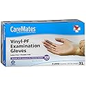 CareMates Vinyl Medical Exam Gloves, Latex Free Rubber, Powder Free, Extra Strong, 4 Mil Thick, Certified for Home Infusion, First Aid, Food Safe