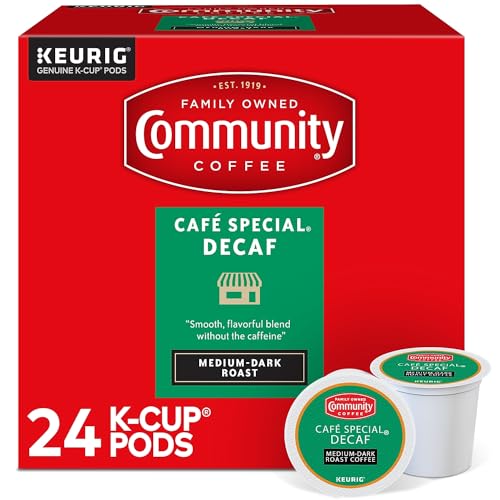 Community Coffee Cafe Special Decaf 24 Count Coffee Pods, Medium Dark Roast, Compatible with Keurig 2.0 K-Cup Brewers, 24 Count (Pack of 1)