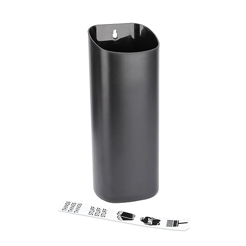 JS Jackson Supplies Small Black Lint Bin with Magnetic Back, Slim Profile Space Saving Trash Bin and Organizer for Laundry, Wall Mountable