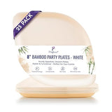 Pickytarian White Bamboo Appetizer Plates - 8 Inch Compostable Paper Plates - Heavy Duty Eco Friendly Salad Dessert Plates - Elegant Plates