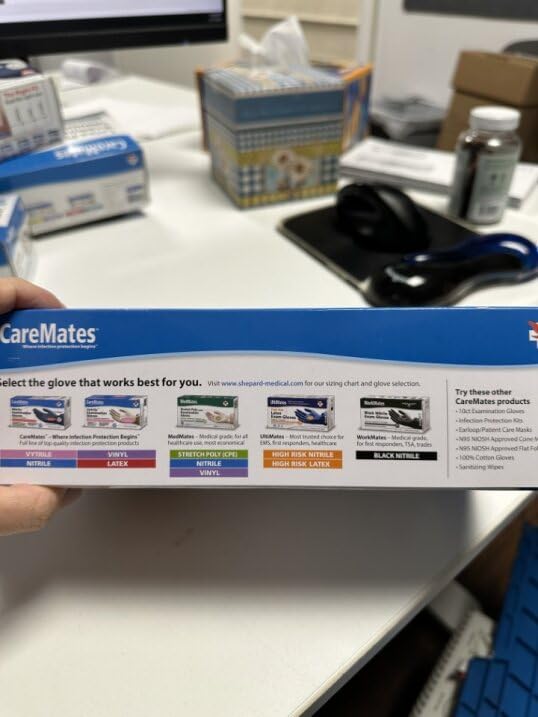CareMates Nitrile Medical Exam Gloves, Latex Free Rubber, Powder Free, Extra Strong, 4 Mil Thick, Certified for Home Infusion, First Aid, Food Safe