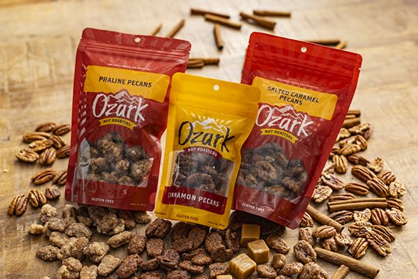 OZARK NUT ROASTERS, Salted Caramel Pecans, Sweet & Salty Flavored Snacks, World-Class Gourmet Candied Nuts, Resealable Pack of 1 (14 Ounces)