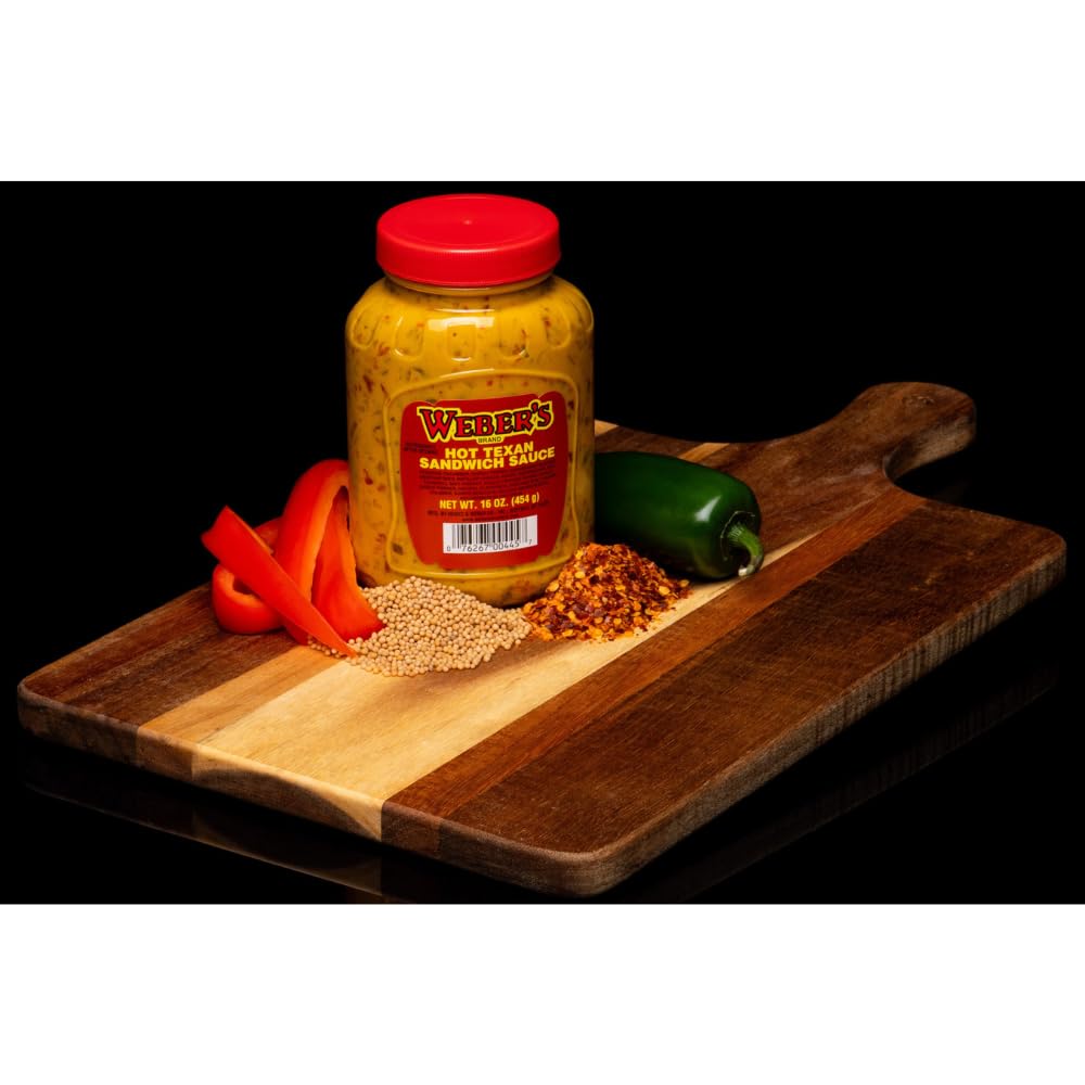 Buffalo's Own Weber's Brand Hot Texan Sandwich Sauce - Spicy Mustard Relish Fusion | Vegan, Gluten-Free, 16oz