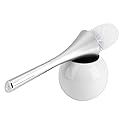 Toilet Brush Stainless Steel and Canister Toilet Bowl Brush and Holder for Bathroom Storage Strong White