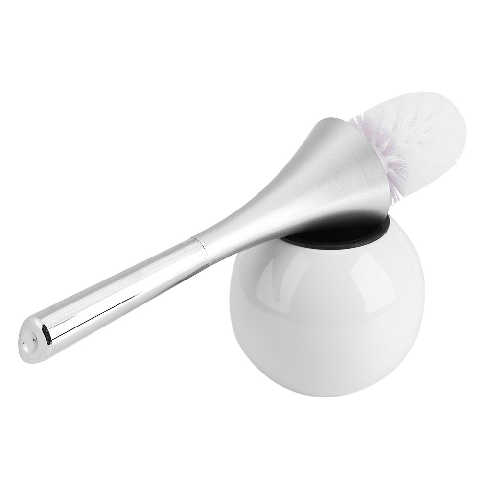 Toilet Brush Stainless Steel and Canister Toilet Bowl Brush and Holder for Bathroom Storage Strong White