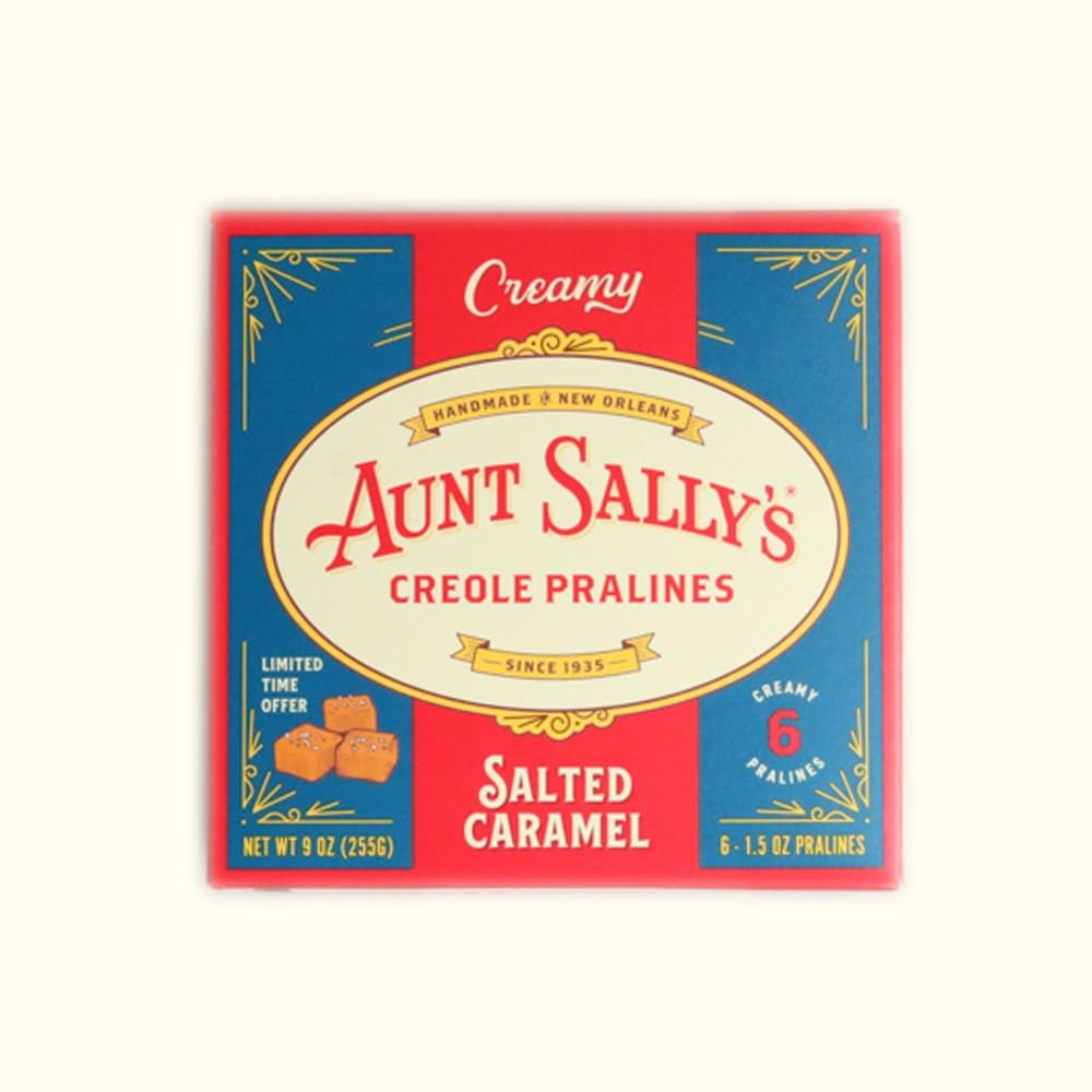 Aunt Sally's Creamy Salted Caramel Pralines - 6 count box- New Orleans Most Famous Praline- Handmade Pecan Candy