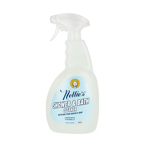 Nellie's All-Natural Shower and Bath Cleaner - Plant-Based Formula - Removes Soap Scum & Grime - Refreshing Lemongrass Scent - No Harsh Chemicals