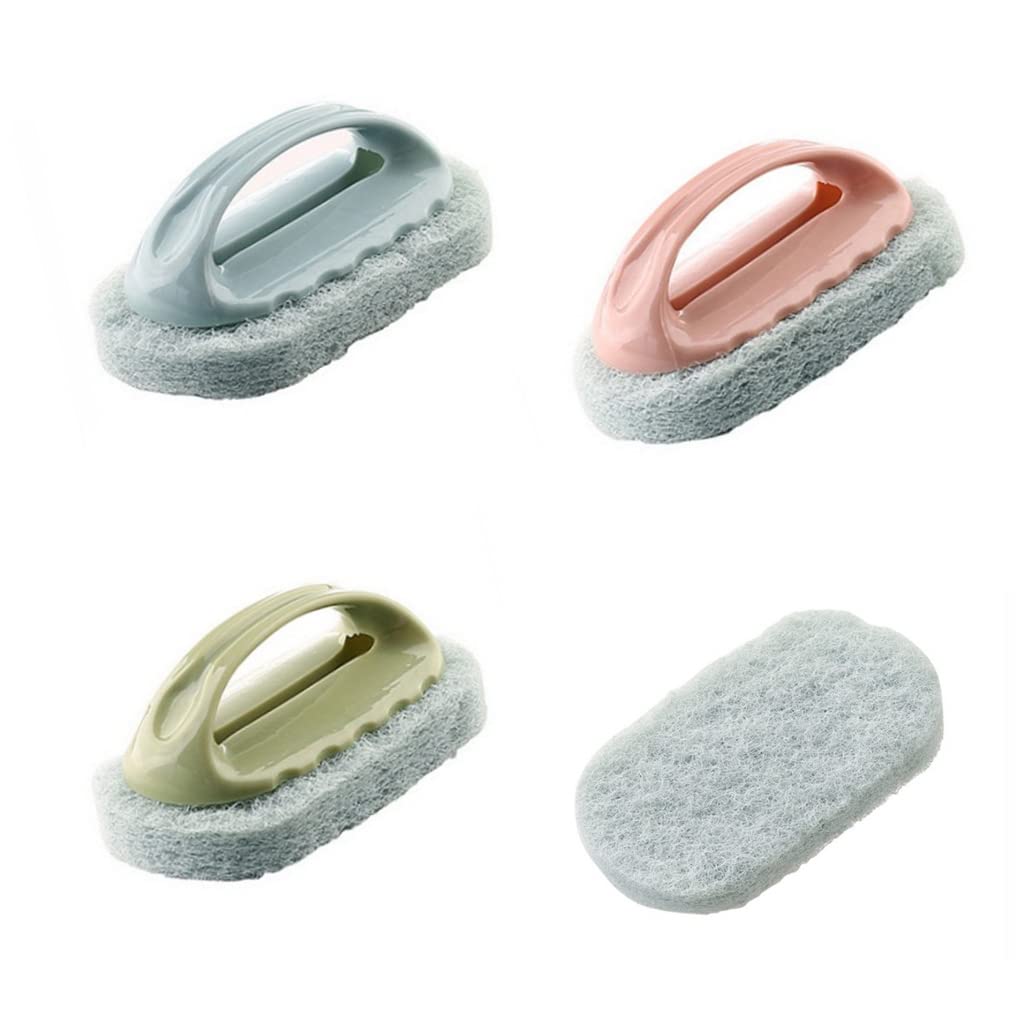 Handle Sponge Brush, Kitchen Bathroom Cleaning Washing Scrubber (Handle Sponge 3 in 1 Pack)