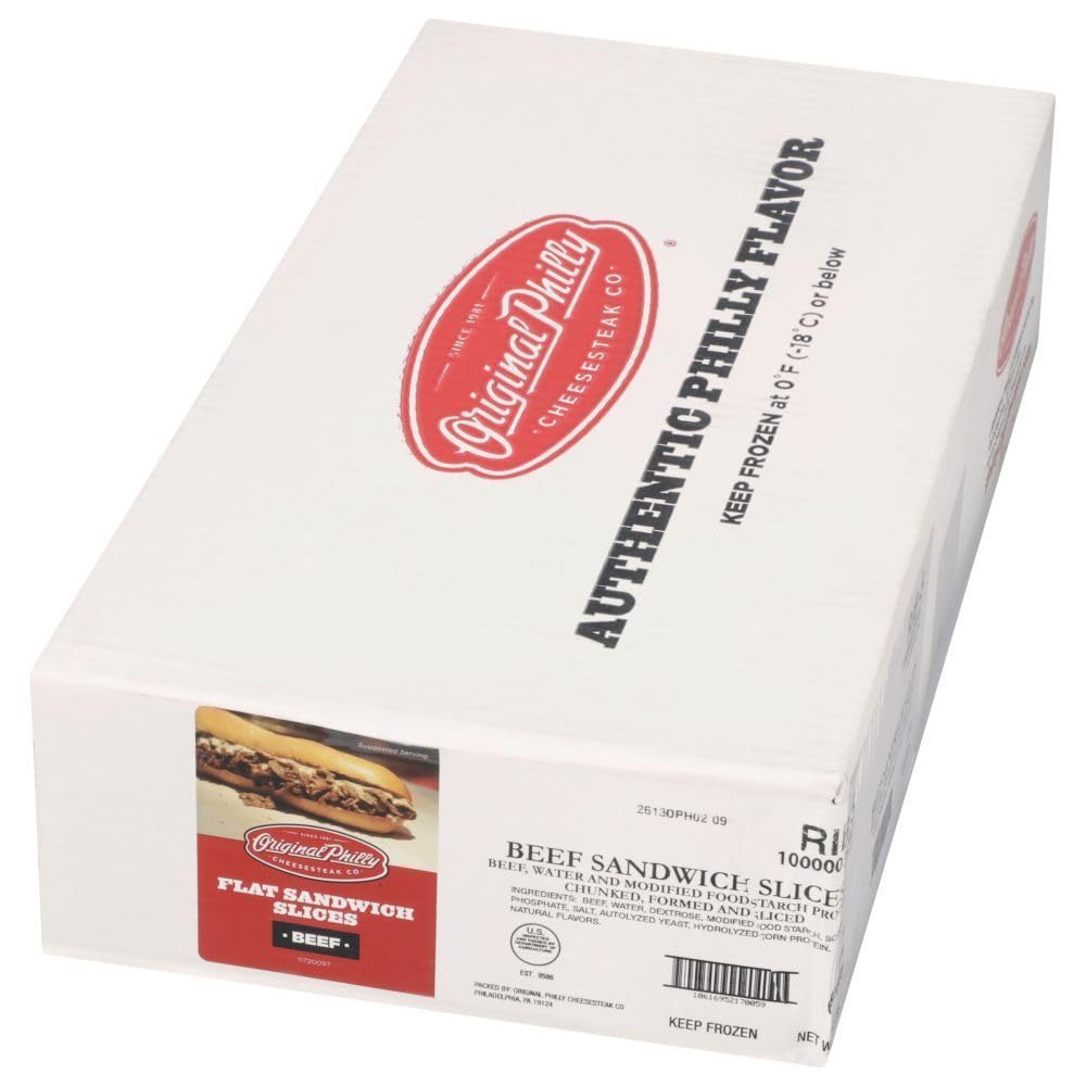 Original Philly Ribeye Seasoned Beef Sandwich Slices, 5 Ounce -- 32 per case.