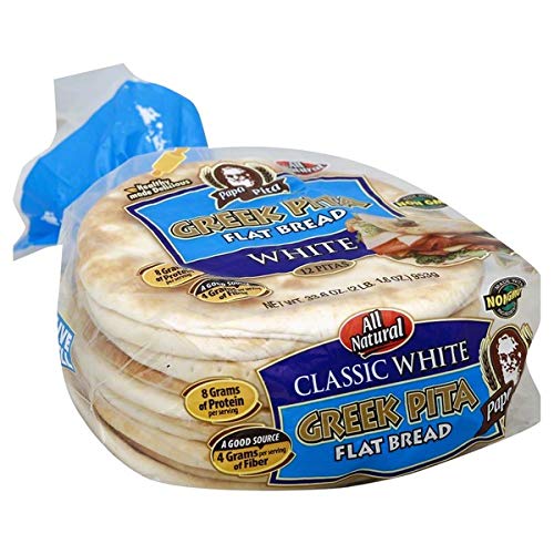 Greek Pita Flat Bread White, 12 ct (each bag) NON GMO Vegan Friendly 3 Bags