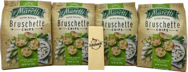 All Natural Bruschette Bruschetta Vegan Cracker Bruschettini Chips 4 PACK (5oz, Sour Cream And Onion)