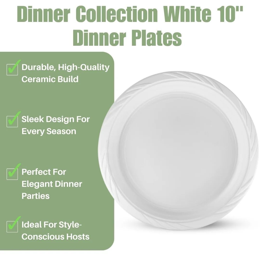 Blue Sky 100 Count Disposable Plastic Plates, 10", White