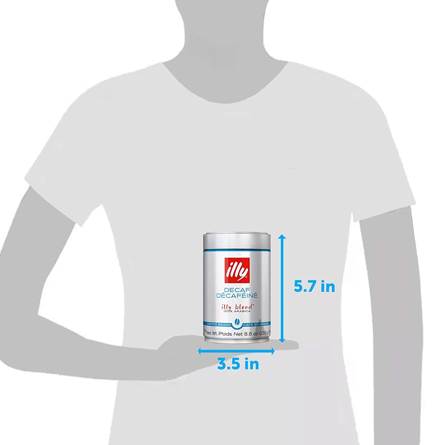 illy Italian Whole Bean Decaffeinated Coffee, One Can, 8.8-ounces
