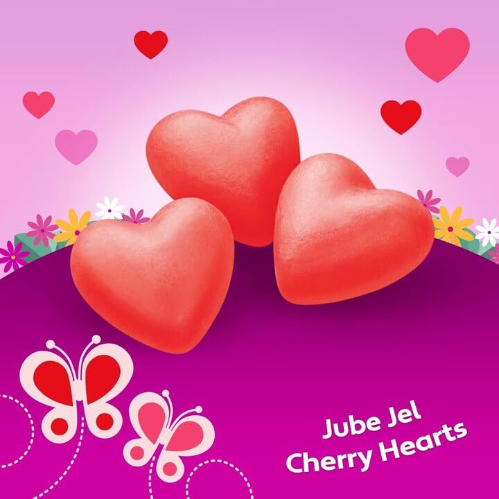 Brach’s Jube Jel Cherry Hearts - Pack of 4 - Classic and Delicious Valentine's Candy - Perfect for Sharing with Friends and Family