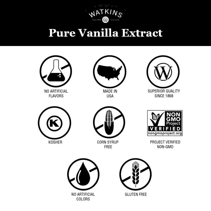 Watkins Pure Vanilla Extract, Non-GMO, Kosher, 8 oz Bottle, 1-Pack