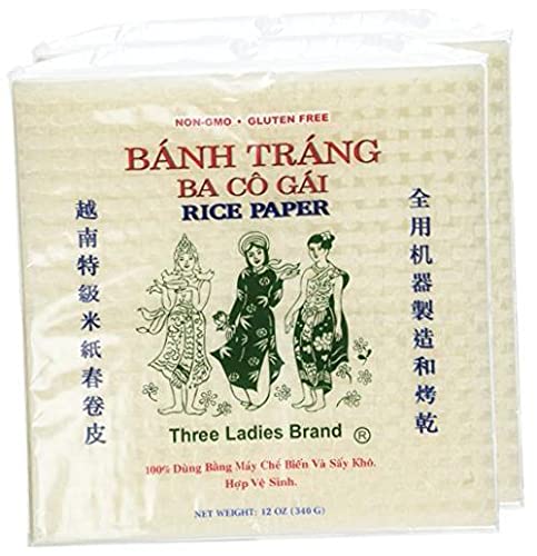 Three Ladies 2 Packs Square Rice Paper Wrappers (22cm) .4 pack