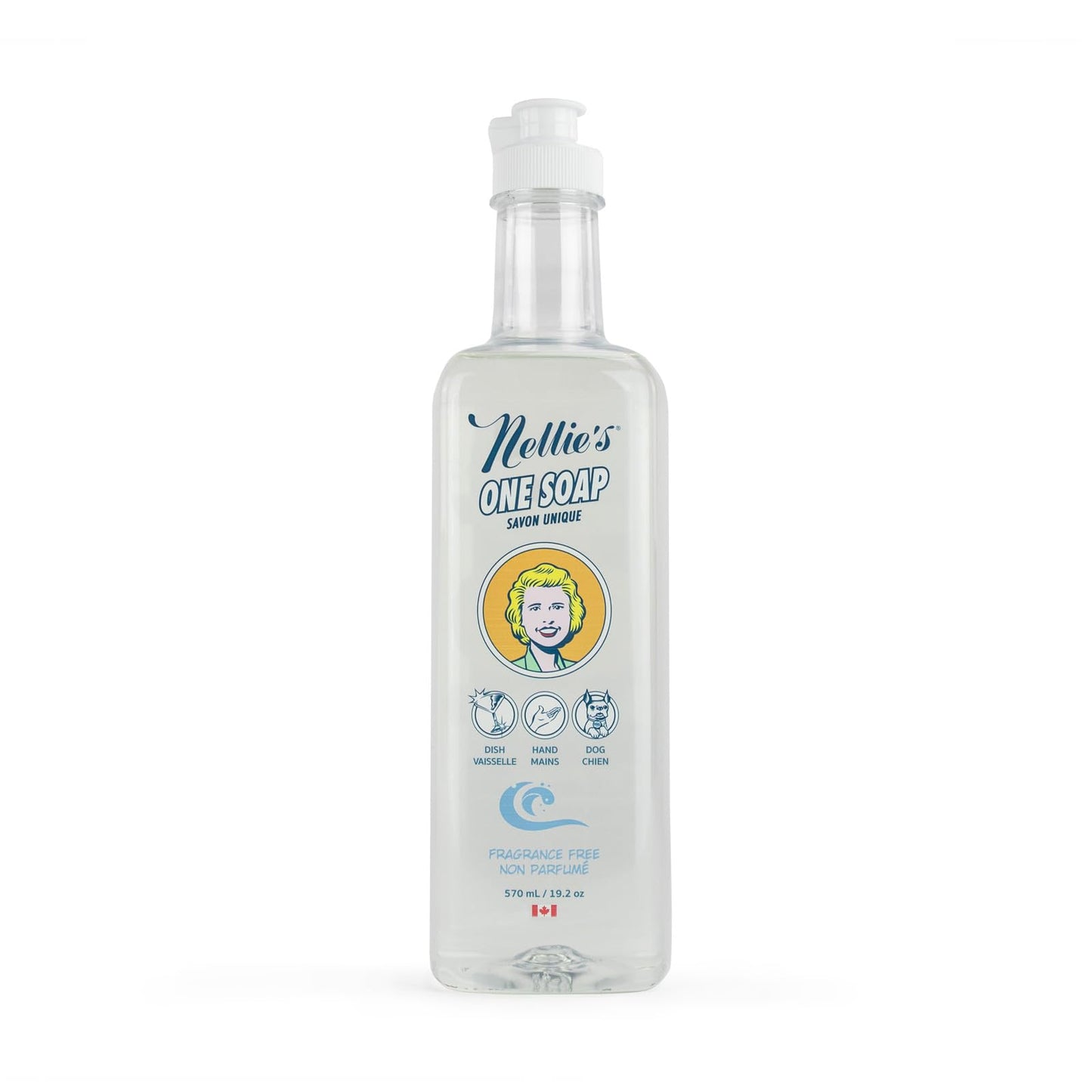 Nellie's One Soap - Fragrance-Free Multi-Purpose Cleaner for Dishes, Surfaces, and Hands - Gentle, Plant-Based Formula That’s Soft on Skin - 19.2 oz
