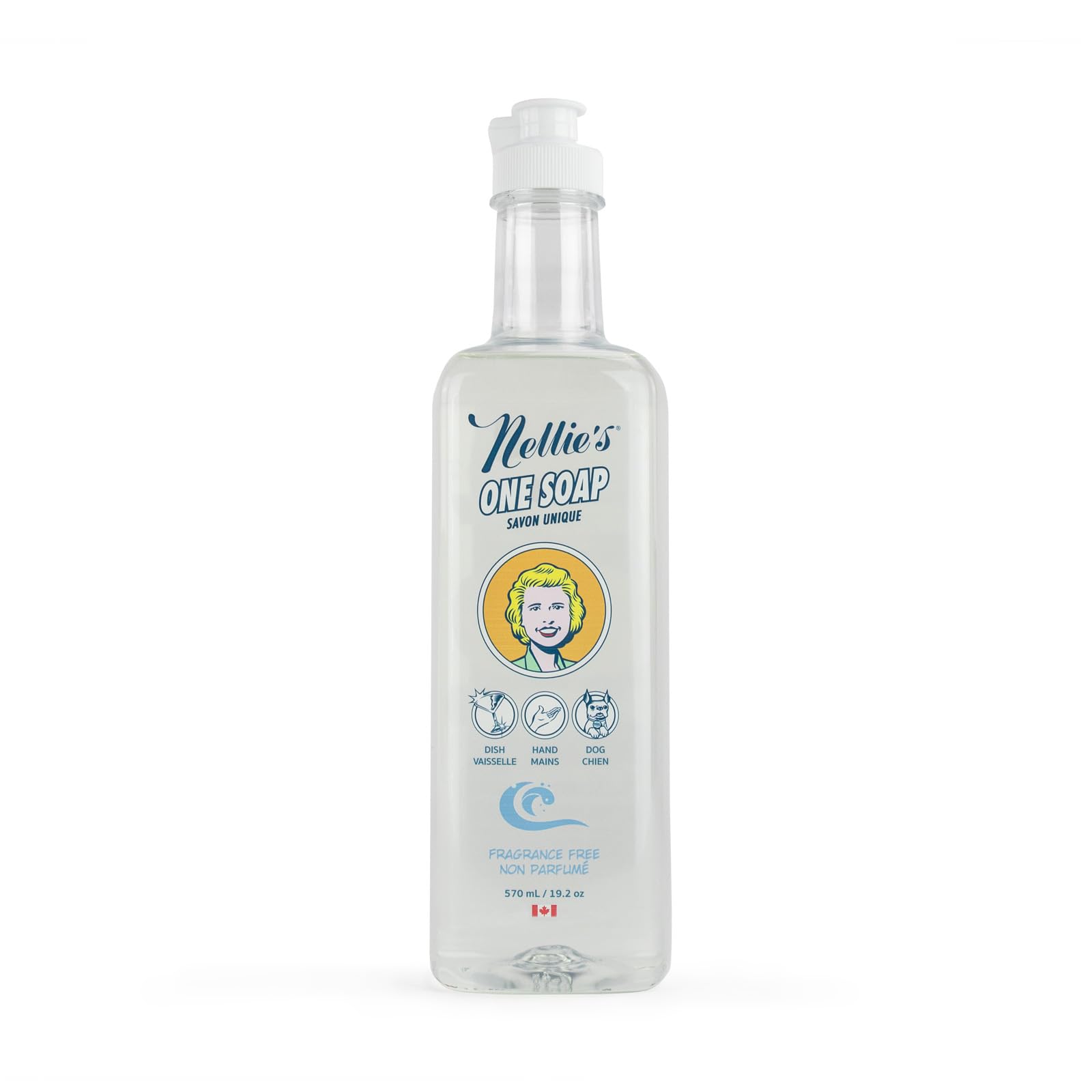 Nellie's One Soap - Fragrance-Free Multi-Purpose Cleaner for Dishes, Surfaces, and Hands - Gentle, Plant-Based Formula That’s Soft on Skin - 19.2 oz