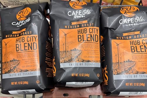 heb Introducing Cafe Ole by H?E?B Hub City Blend sweet cream and vanillaMedium Roast Ground Coffeeppack of 3