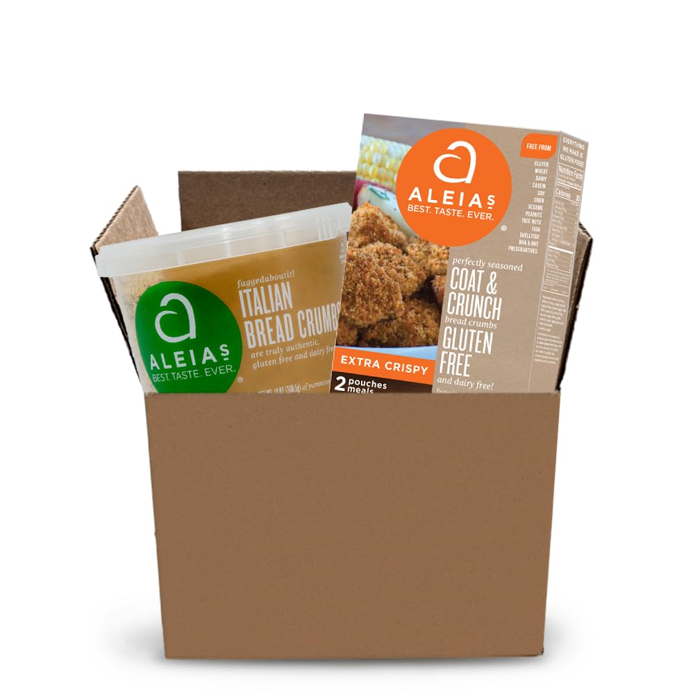Aleia’s Gluten Free Coating & Breadcrumb Mix - Assorted 2 Pack - Includes Italian Bread Crumbs (13oz) & Extra Crispy Coating (4.5oz) - Ideal for Meat, Seafood & Veggies - Non-GMO, Dairy Free, Low Sodium, Kosher