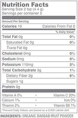 powbab Organic Baobab Superfruit Powder, Fair Trade, Raw - 6 oz pouch, 39 servings