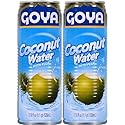 Goya Pure Coconut Water with Pulp, Tropical Hydration with Real Fruit, Great for Smoothies, Snacks, and Post-Workout Drinks, 2-Pack (17.6 oz Cans)