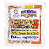 All-in-One Premium Tri-Pack Popcorn - 10.75-Ounce Movie Theater Popcorn for Commercial 8-Ounce Kettle Poppers - 12/Case by Great Northern Popcorn