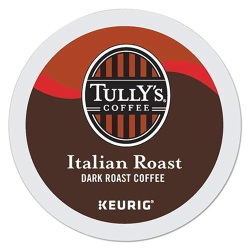 Tully's Coffee, Italian Roast, Single-Serve Keurig K-Cup Pods, Dark Roast Coffee, 144 Count (6 Boxes of 24 Pods)