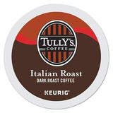 Tully's Coffee, Italian Roast, Single-Serve Keurig K-Cup Pods, Dark Roast Coffee, 144 Count (6 Boxes of 24 Pods)