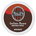 Tully's Coffee, Italian Roast, Single-Serve Keurig K-Cup Pods, Dark Roast Coffee, 144 Count (6 Boxes of 24 Pods)