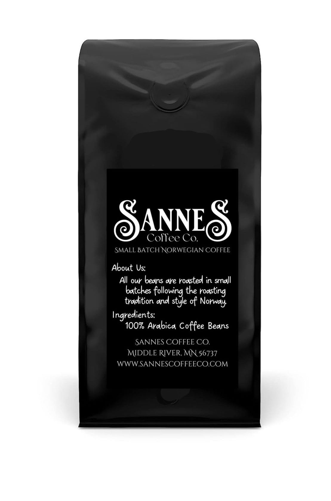 Sannes Coffee Co. Norwegian Coffee-Marka Blend Dark Roast Coffee-Smooth Never Bitter-Resealable Bag (Whole Bean, 8 oz)