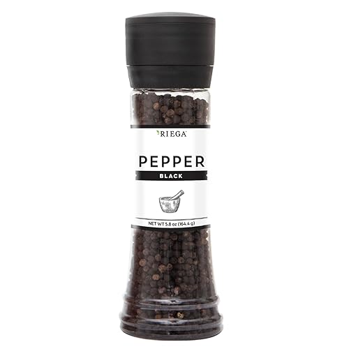 Riega Black Pepper Grinder, Large, Manual Mill for Whole Peppercorns, 5.8 oz