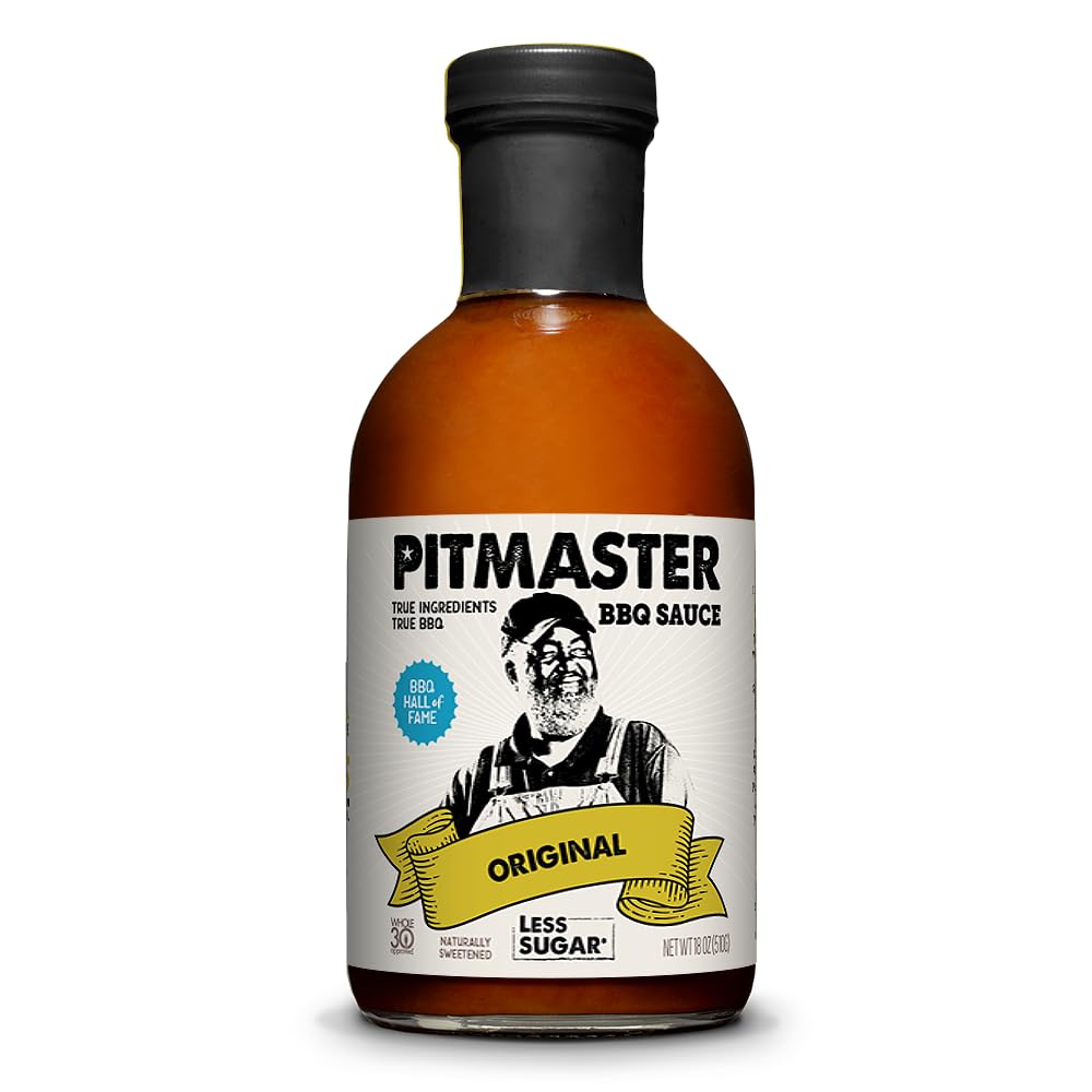 True Made Foods Pitmaster Original (Kansas City-Style) Barbecue Sauce, Thick and Sweet, Low Sugar, Gluten Free, Ideal for Ribs, Pork, Chicken or any