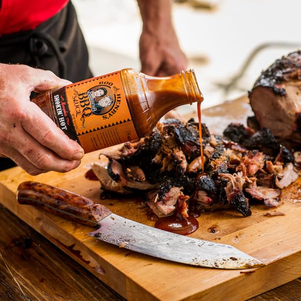 Boo and Henry's BBQ-HOT Variety 4-Pack for Barbecue, Burnin'Hot Love Seasoning Plus Smokin'Hot, Red Hot Vinegar, and Carolina Red Hot Mustard Sauces