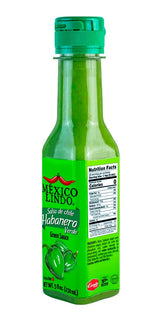 Mexico Lindo Green Habanero Hot Sauce | Real Green Habanero Chili Pepper | 75,900 Scoville Level | Enjoy with Mexican Food, Seafood & Pasta | 5 Fl Oz